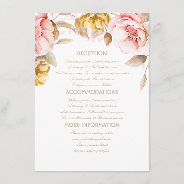 Tarjeta De Recepción Invitado a recibir información sobre Bodas florale (Anverso)