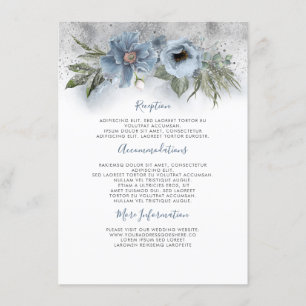 Tarjeta De Recepción Invitado con información sobre Bodas azul y platea
