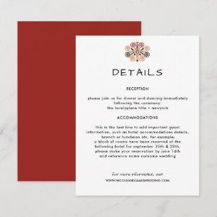 Tarjeta De Recepción Invitado de información de Boda de decoración afri