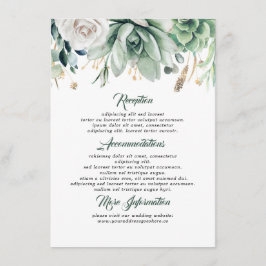 Tarjeta De Recepción Invitado de información de Boda de verde