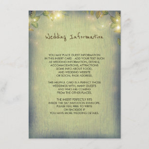 Tarjeta De Recepción Invitado de información de Boda de Woodland Rustic