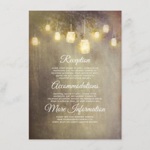 Tarjeta De Recepción Invitado de información del Boda Rustic Mason Jar