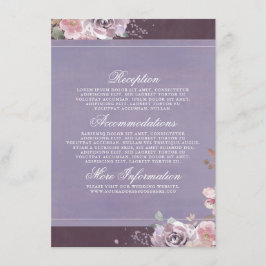 Tarjeta De Recepción Invitado de información para Bodas Plum Lilac y Ma