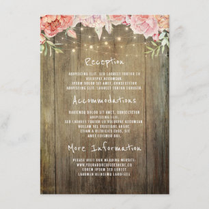 Tarjeta De Recepción Invitado de información sobre Boda de las Luces Rú