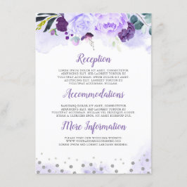 Tarjeta De Recepción Invitado de información sobre Boda morado