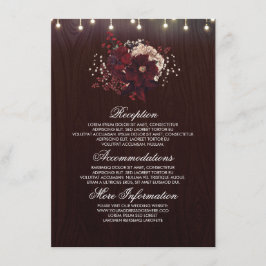 Tarjeta De Recepción Invitado de información sobre Boda Rústico Floral