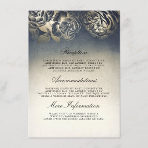 Tarjeta De Recepción Invitado de información sobre Bodas anticuados azu