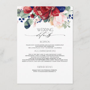 Tarjeta De Recepción Invitado de información sobre Bodas azul de la Mar