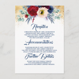 Tarjeta De Recepción Invitado de información sobre Bodas azul de la Mar