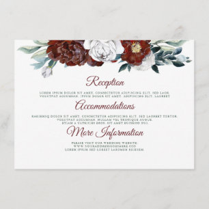 Tarjeta De Recepción Invitado de información sobre Bodas blancos y Verd