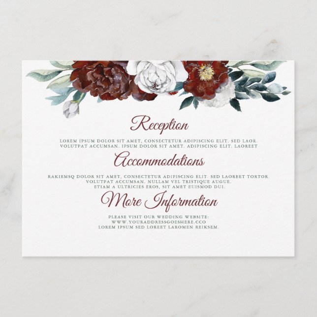 Tarjeta De Recepción Invitado de información sobre Bodas blancos y Verd (Anverso)