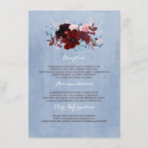 Tarjeta De Recepción Invitado de información sobre Bodas de color burde