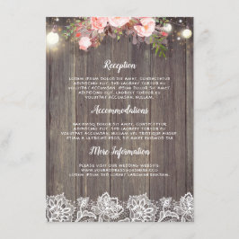Tarjeta De Recepción Invitado de información sobre Bodas florales rosad