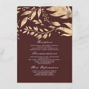 Tarjeta De Recepción Invitado en información sobre la Boda de Oro y Bor