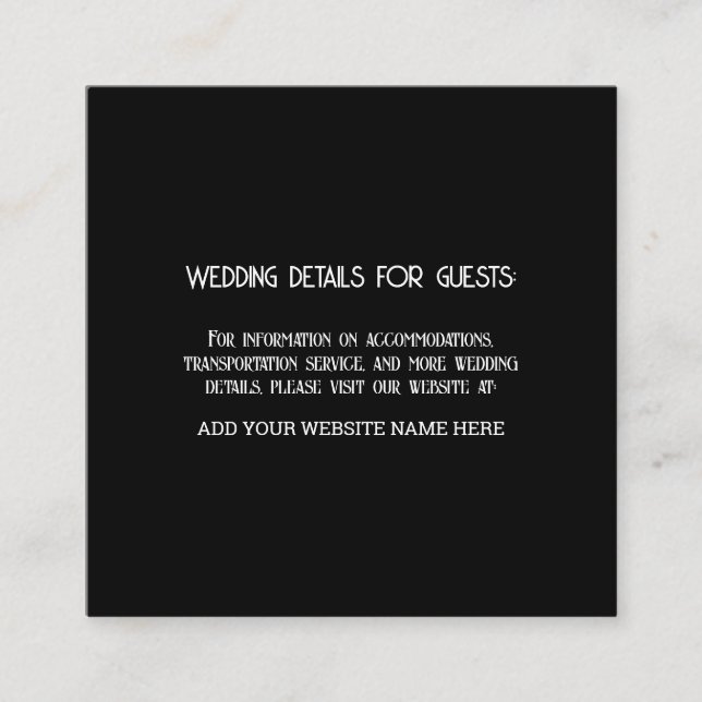 Tarjeta De Recepción Invitados a la información del Boda blanco negro p (Anverso)