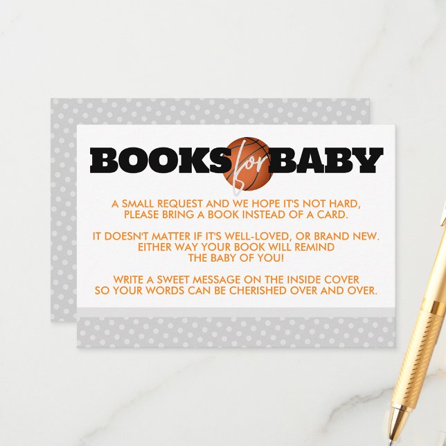 Tarjeta De Recepción Invitan a insertar libros de baloncesto para el ga (Basketball Books for Baby Inserts)