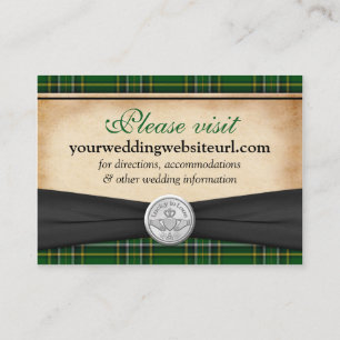 Tarjeta De Recepción Irlandés Tartan Claddagh Boda página web Insertar 