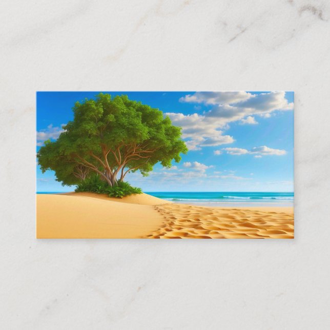 Tarjeta De Recepción Isla Tropical Desierta Playa de Arena (Anverso)