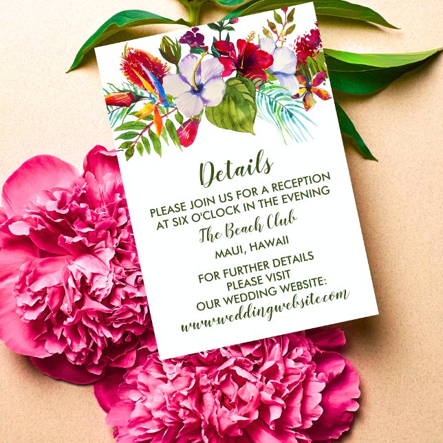Tarjeta De Recepción Isla Tropical Floral Detalles del Hibiscus Green (Subido por el creador)