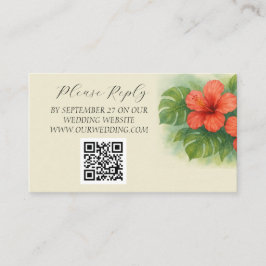 Tarjeta De Recepción Isla Tropical Hibiscus Flowers Boda