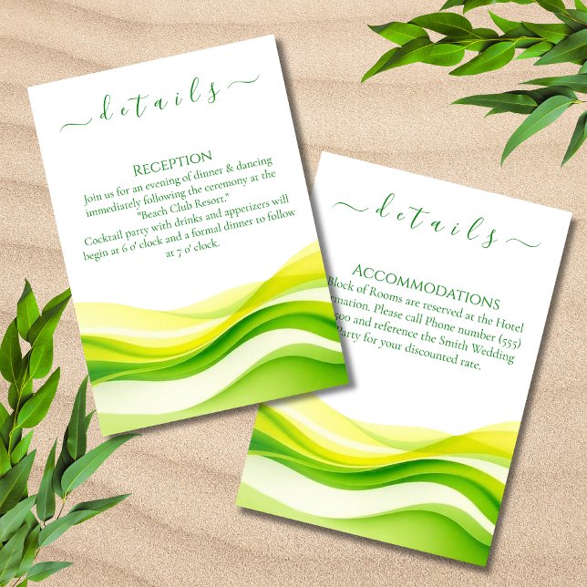 Tarjeta De Recepción Island Citrus Green and Yellow Wedding Details (Island Citrus Green and Yellow Wedding Details Enclosure Card)