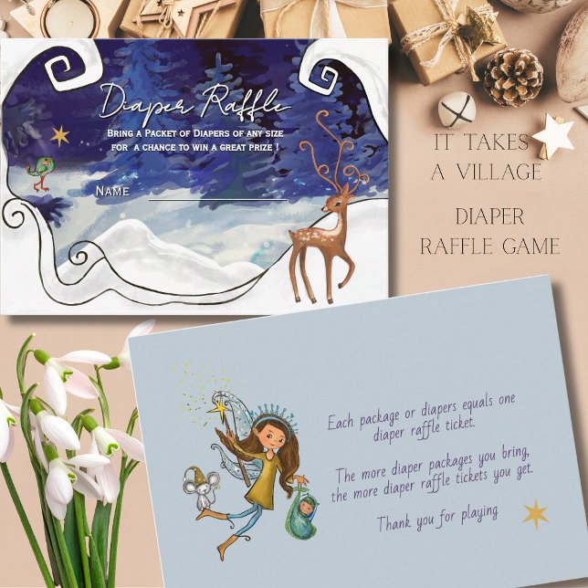 Tarjeta De Recepción It Takes a Village Diaper Raffle Ticket Ice Blue  (It Takes a Village Diaper Raffle Ticket Ice Blue Enclosure Card)