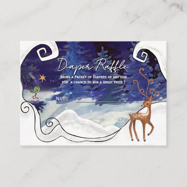 Tarjeta De Recepción It Takes a Village Diaper Raffle Ticket Ice Blue  (Anverso)