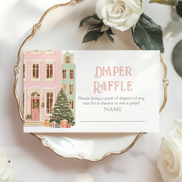 Tarjeta De Recepción It takes a Village Pink Houses Diaper raffle