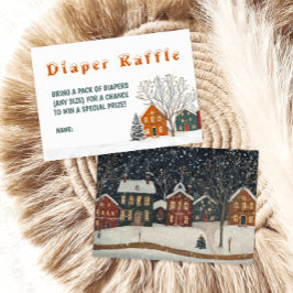 Tarjeta De Recepción It Takes a Village Winter Baby Shower Diaper Raffl