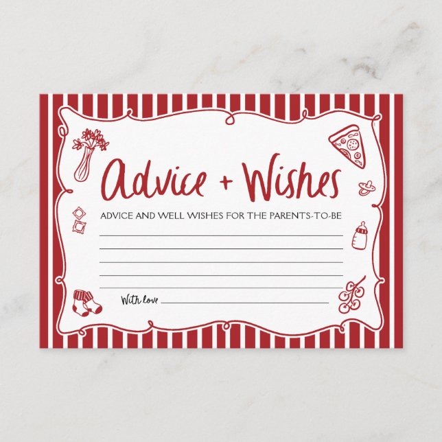 Tarjeta De Recepción Italian Ciao Bambino Advice and Wishes Baby Shower (Anverso)