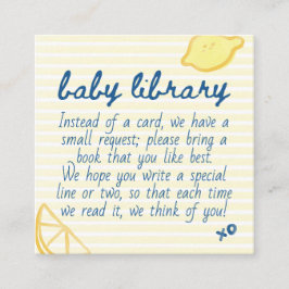 Tarjeta De Recepción Italian Citrus Yellow Gingham Baby Library