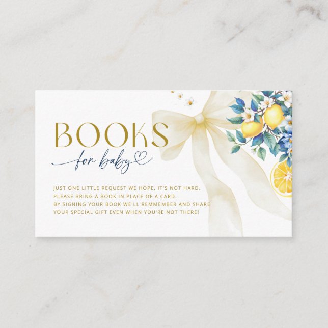 Tarjeta De Recepción Italian Lemon Blue Tile Sweetie Books for Baby (Anverso)