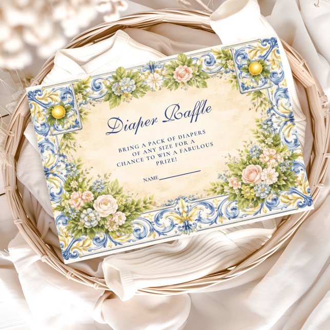 Tarjeta De Recepción Italian Lemon Floral Frame Diapper Raffle (Subido por el creador)