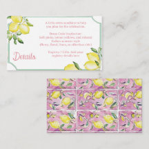Italian Lemon Pink Bridal or Baby Shower