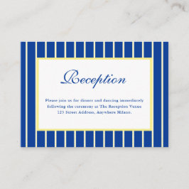 Tarjeta De Recepción Italian Striped Blue & Yellow Wedding Reception