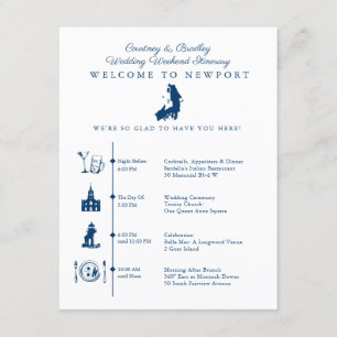 Tarjeta De Recepción Itinerario Cronológico de Fin de Semana de Boda en