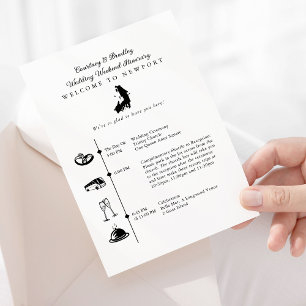 Tarjeta De Recepción Itinerario Cronológico de Fin de Semana de Boda en