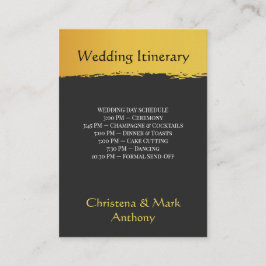 Tarjeta De Recepción Itinerario de Boda de Oro de Medianoche