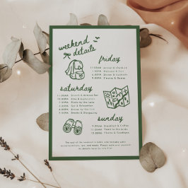 Tarjeta De Recepción Itinerario de fin de semana de despedida de solter