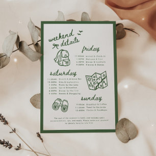 Tarjeta De Recepción Itinerario de fin de semana de despedida de solter
