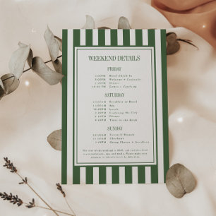 Tarjeta De Recepción Itinerario de fin de semana de despedida de solter