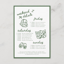 Tarjeta De Recepción Itinerario de fin de semana de despedida de solter