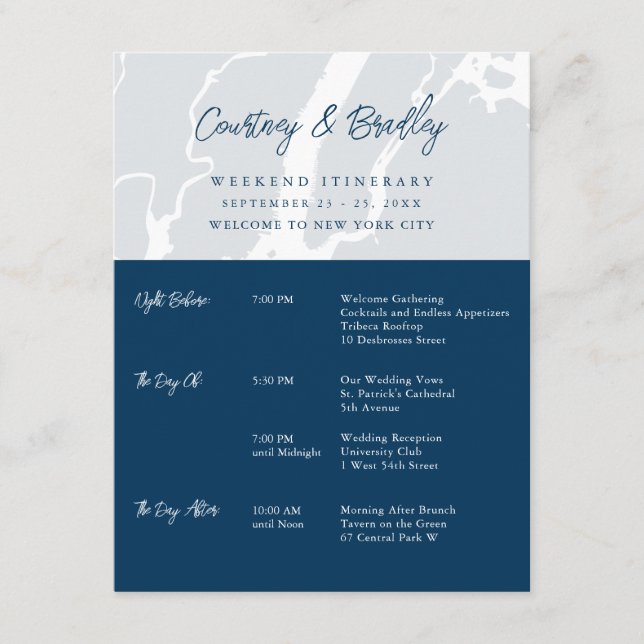 Tarjeta De Recepción Itinerario de fin de semana en Manhattan, Ciudad d (Anverso)