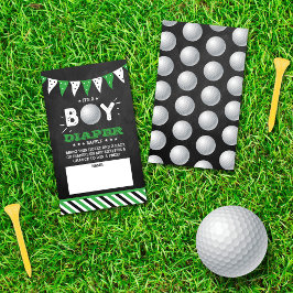 Tarjeta De Recepción It's a Boy! Golf Co-ed Baby Shower Diaper Raffle