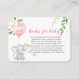 Tarjeta De Recepción It's a Girl! Pequeño elefante lindo con globo