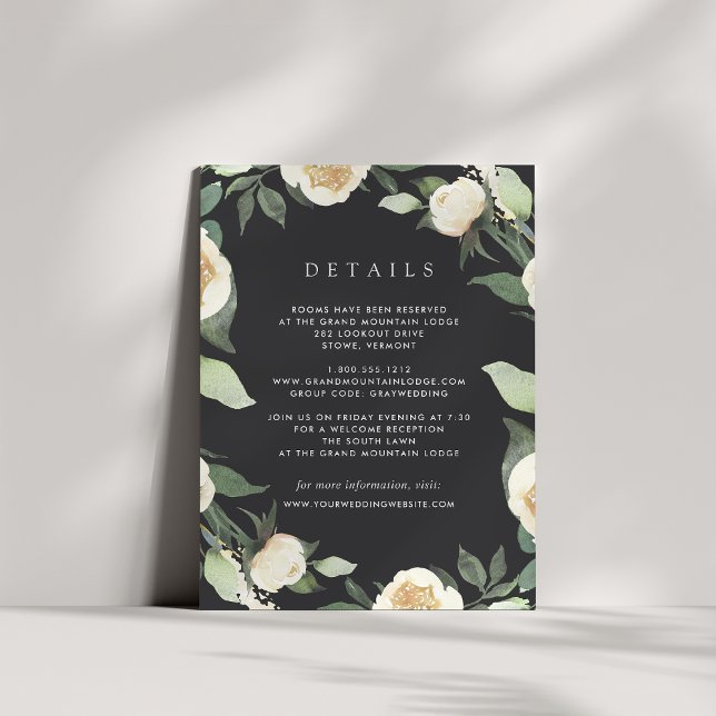 Tarjeta De Recepción Ivory Bloom | Detalles del Boda floral acuarela (Subido por el creador)