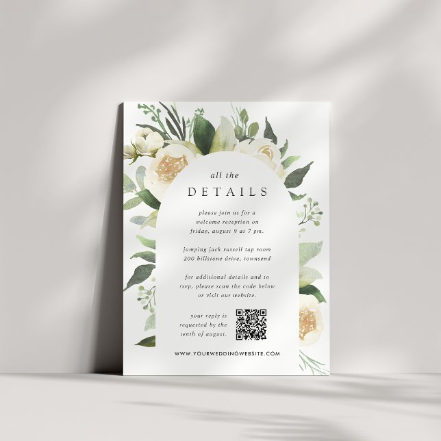 Tarjeta De Recepción Ivory Bloom | Detalles del Boda floral acuarela (Subido por el creador)