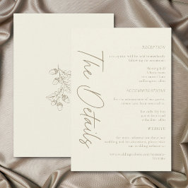 Tarjeta De Recepción Ivory Cream Minimalist Leaf Acorn Fall Wedding