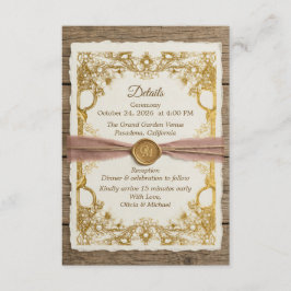 Tarjeta De Recepción Ivory Gold Boho Floral Rústico Elegante Script