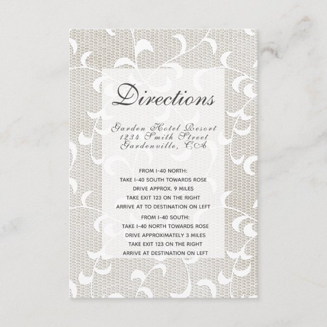 Tarjeta De Recepción Ivory & Lace de Boda Blanco (Anverso)